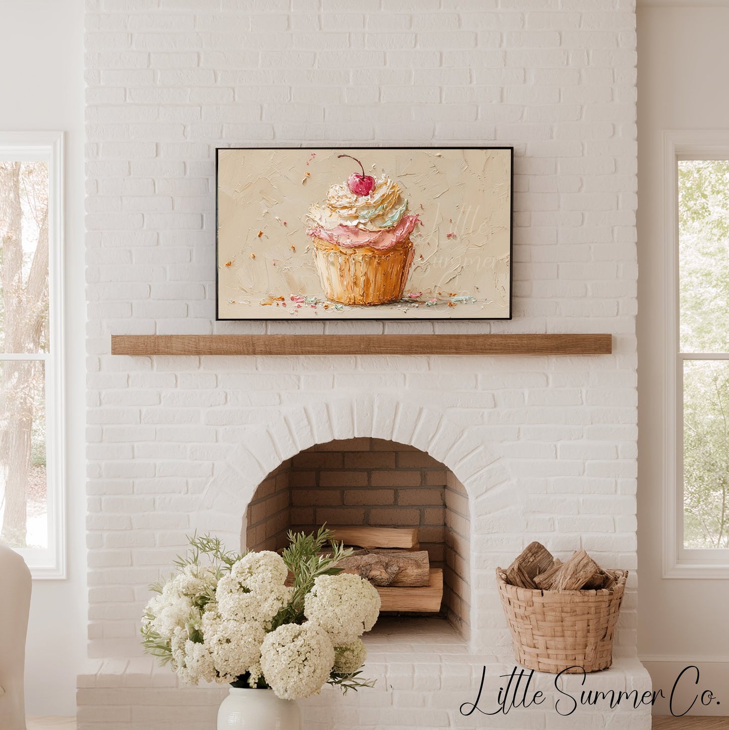 Cherry Cupcake Frame TV Art displayed on a TV