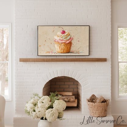 Cherry Cupcake Frame TV Art displayed on a TV
