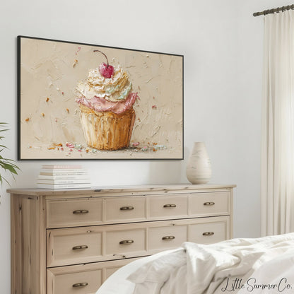 Cherry Cupcake Frame TV Art displayed on a TV
