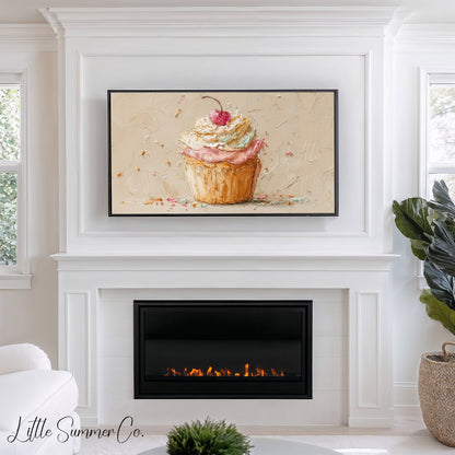 Cherry Cupcake Frame TV Art displayed on a TV