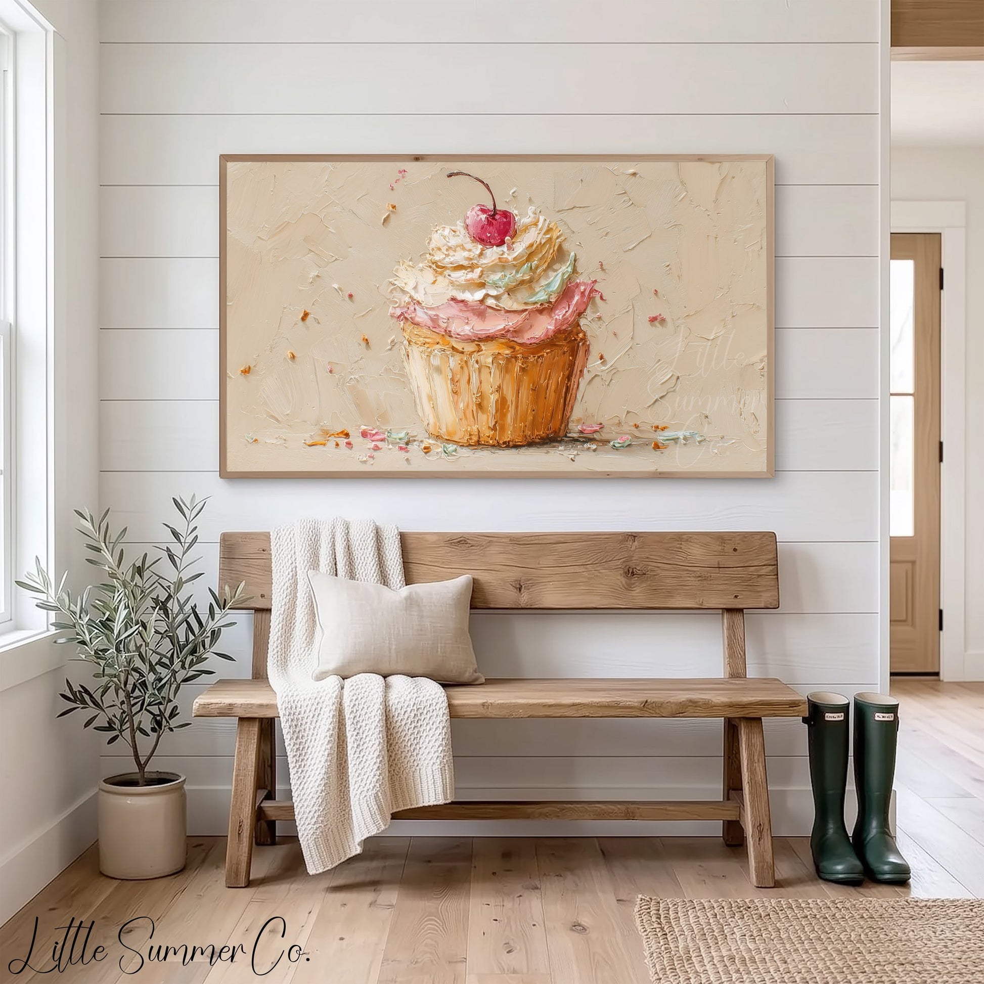 Cherry Cupcake Frame TV Art displayed on a TV