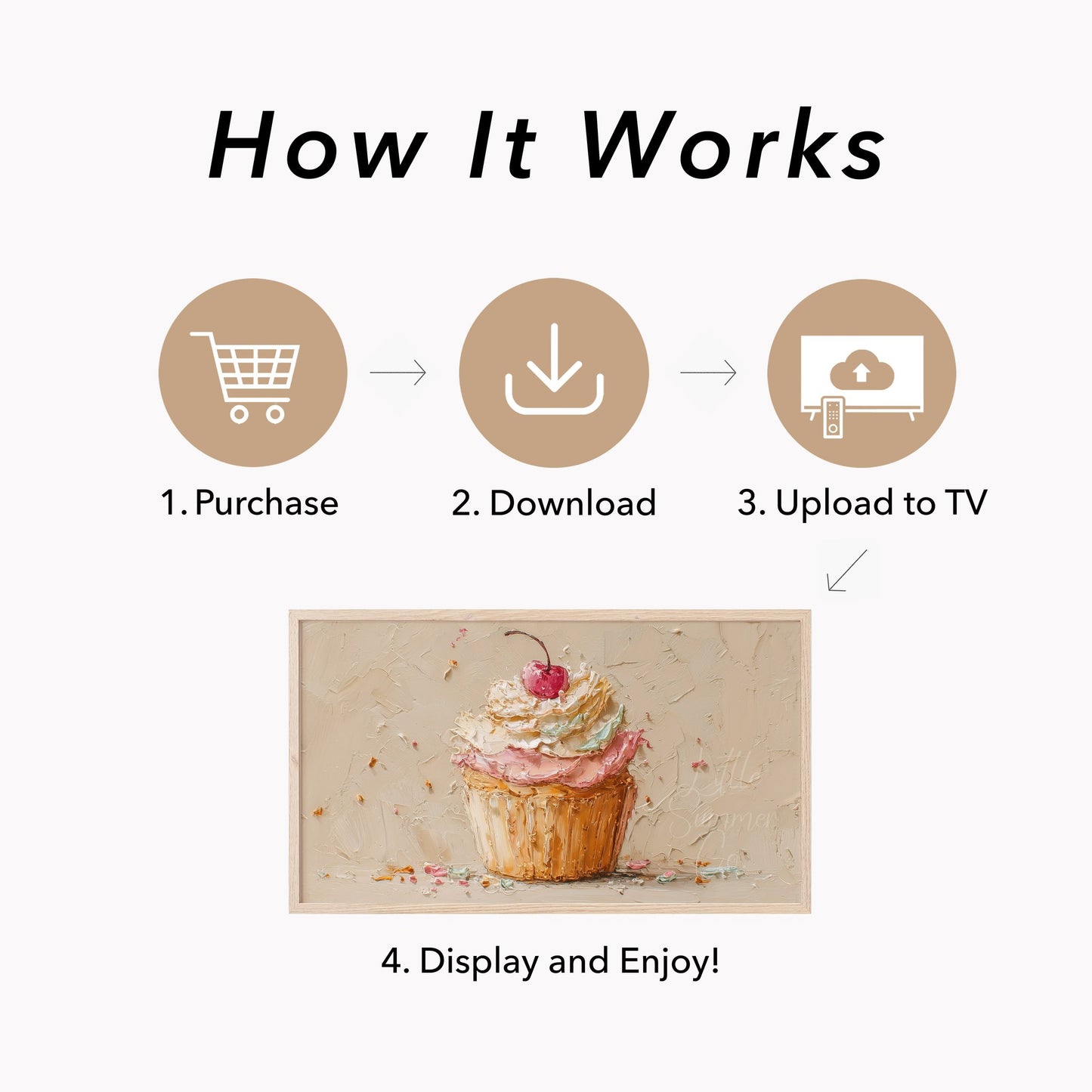 Cherry Cupcake Frame TV Art displayed on a TV