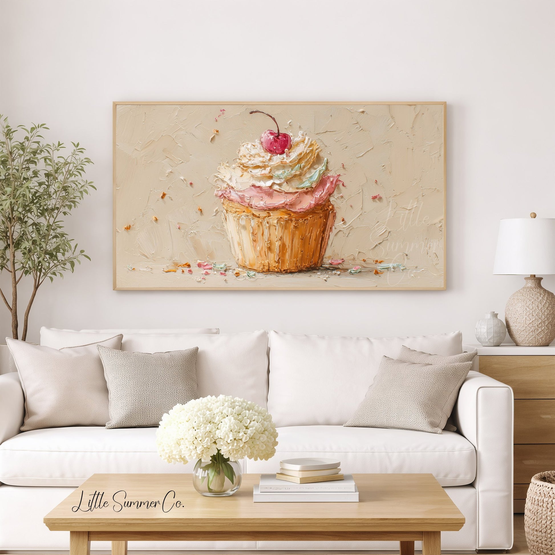 Cherry Cupcake Frame TV Art displayed on a TV