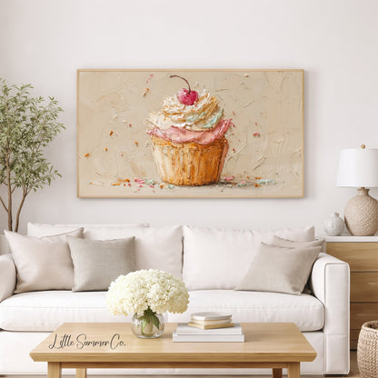 Cherry Cupcake Frame TV Art displayed on a TV