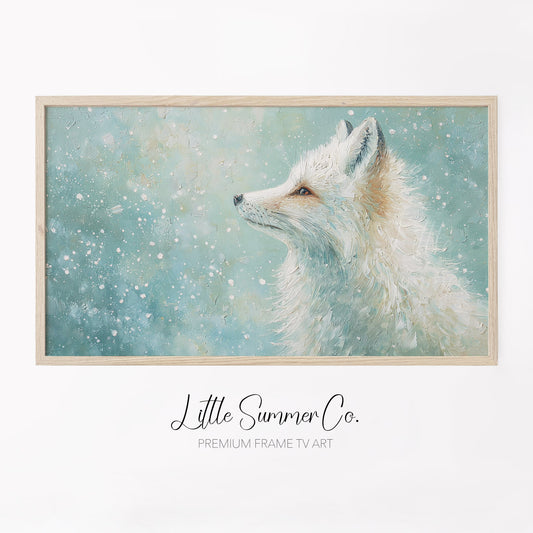 Arctic Fox Frame TV Art displayed on a TV