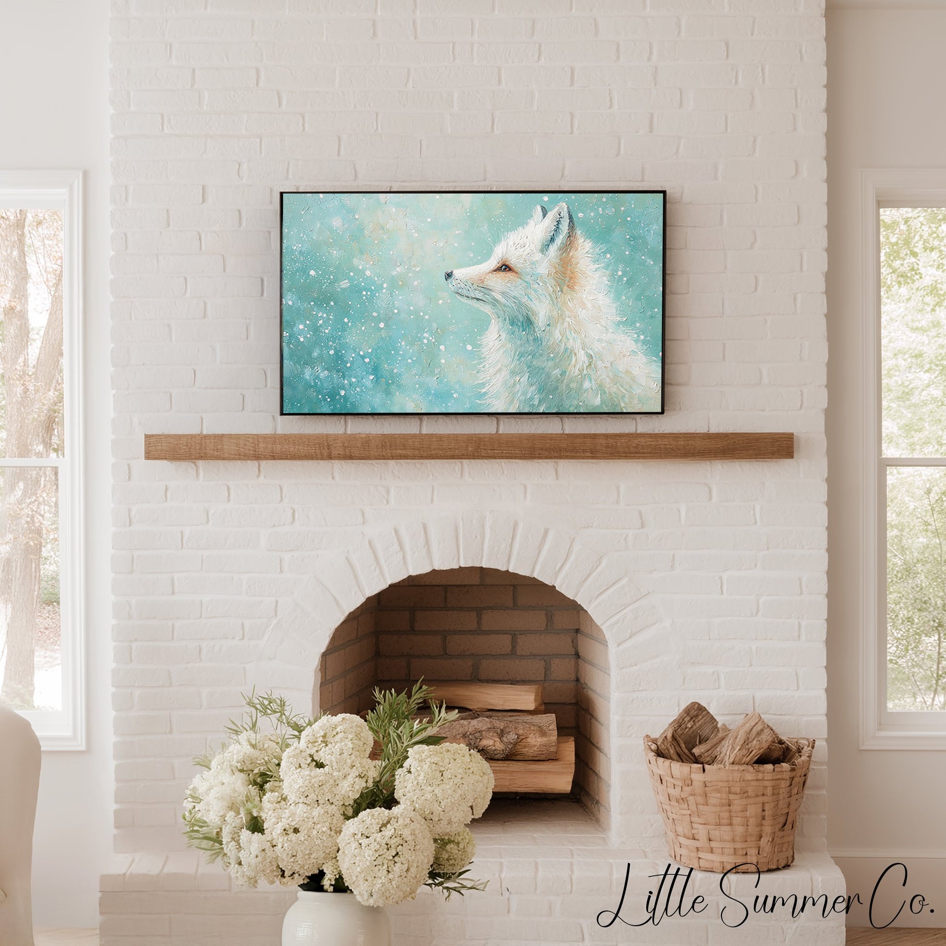 Arctic Fox Frame TV Art displayed on a TV