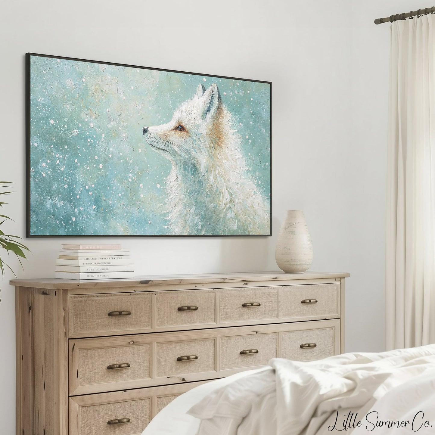 Arctic Fox Frame TV Art displayed on a TV