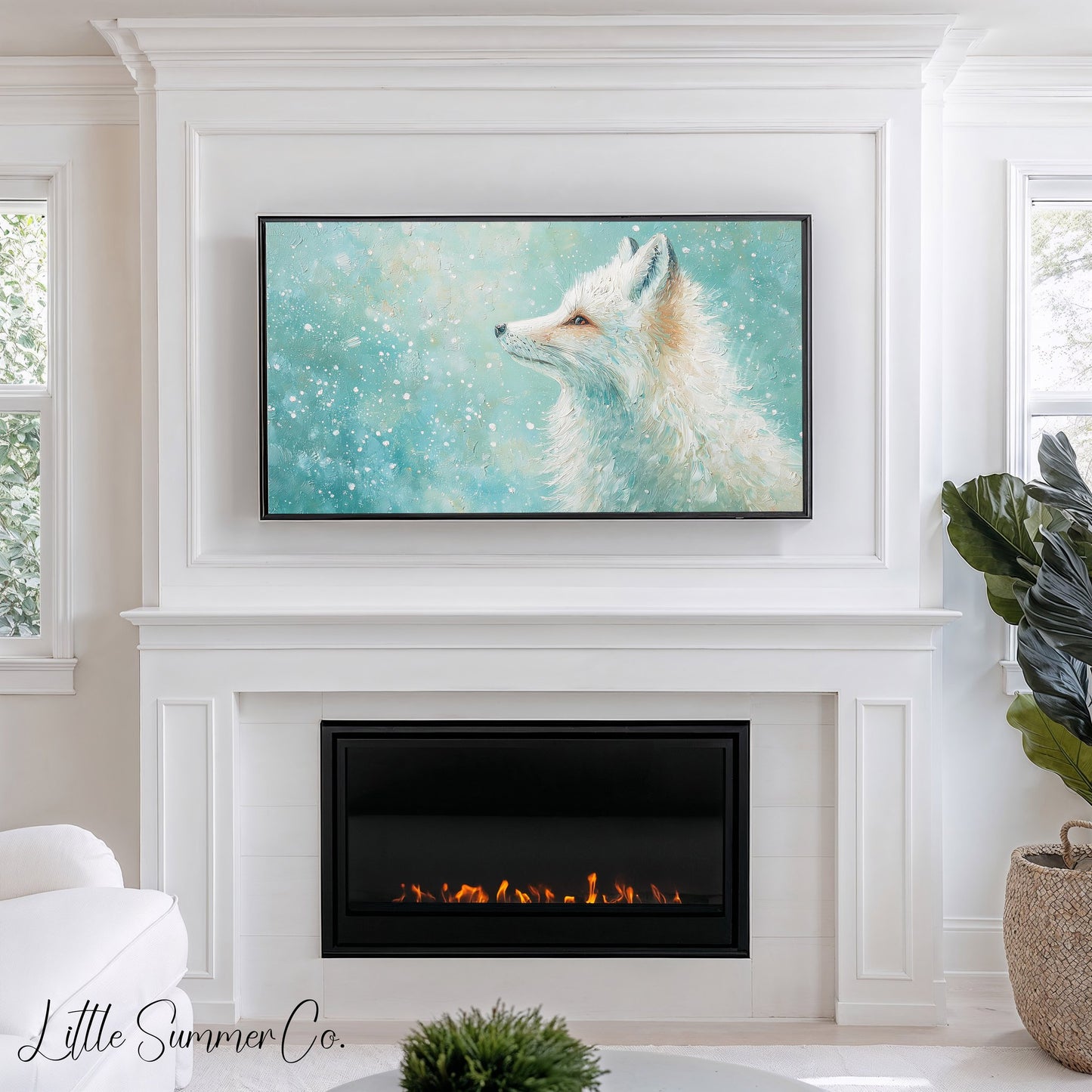Arctic Fox Frame TV Art displayed on a TV