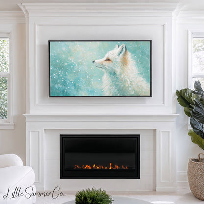 Arctic Fox Frame TV Art displayed on a TV