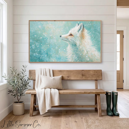 Arctic Fox Frame TV Art displayed on a TV