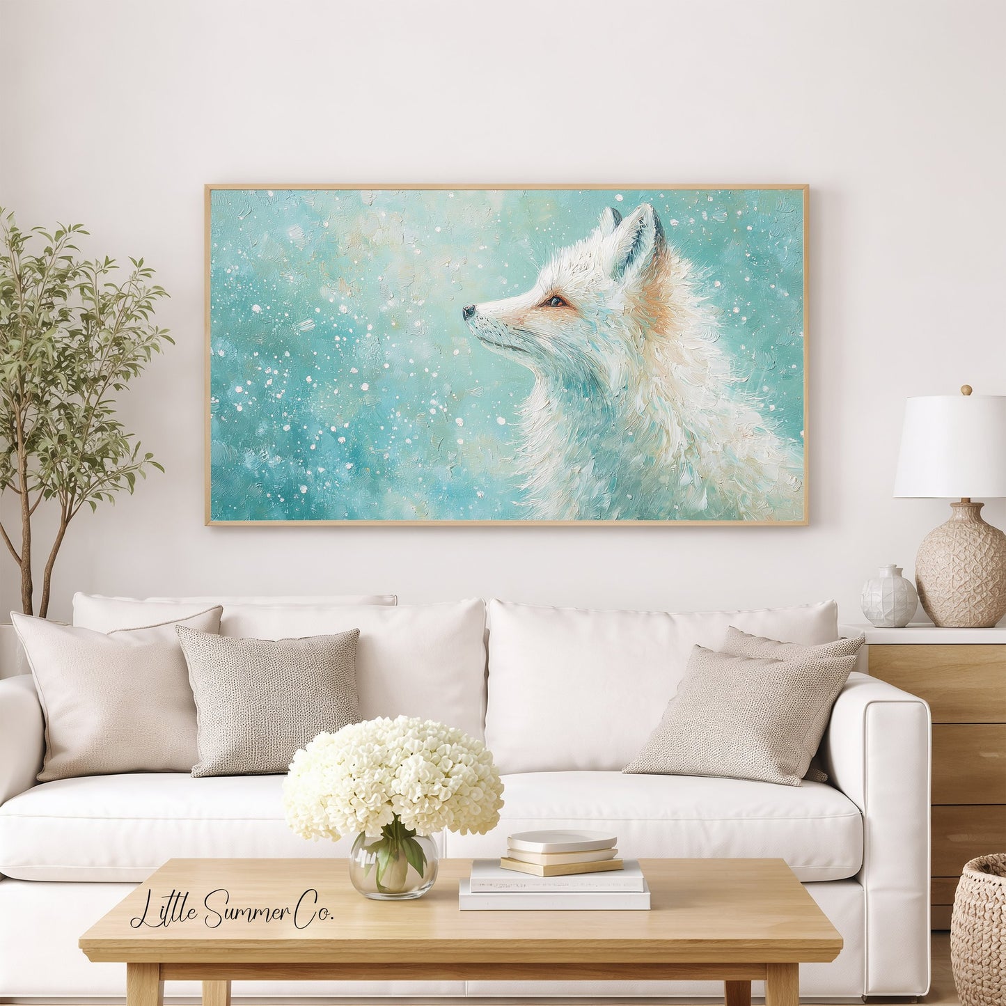 Arctic Fox Frame TV Art displayed on a TV