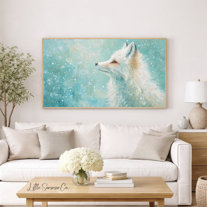 Arctic Fox Frame TV Art displayed on a TV