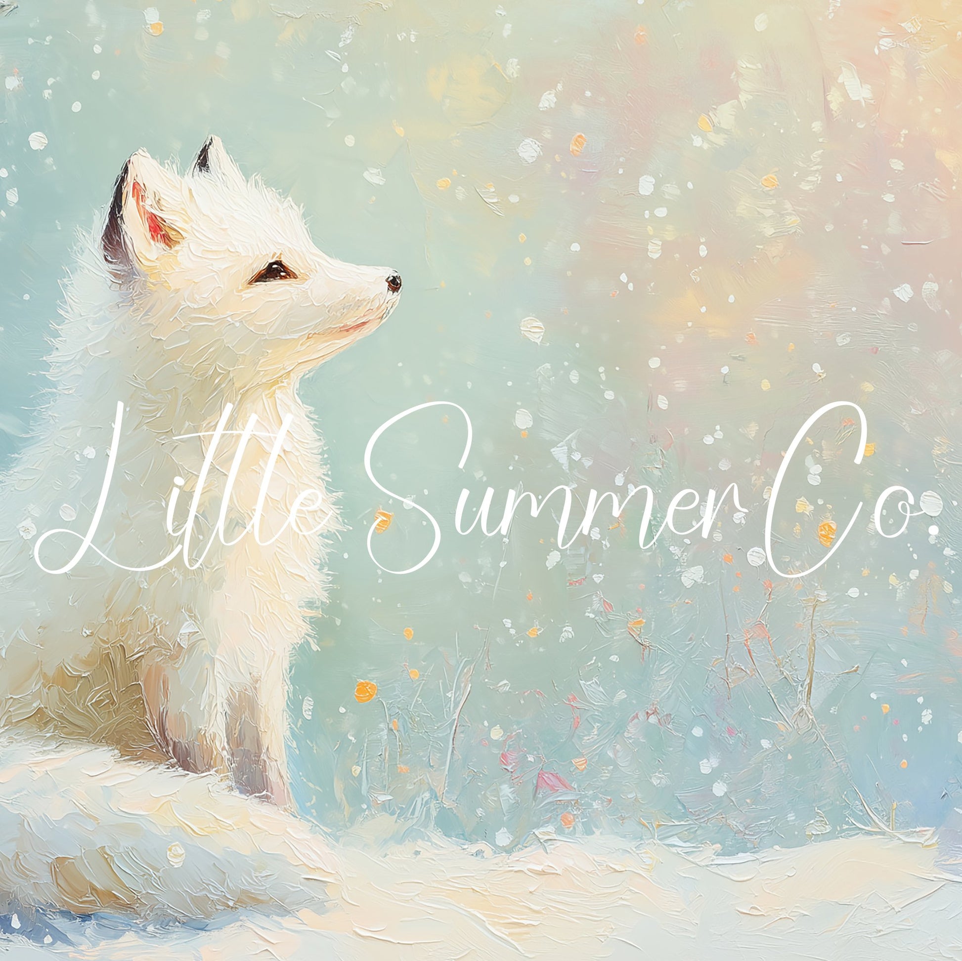 Arctic Fox in Snowfall Frame TV Art displayed on a TV