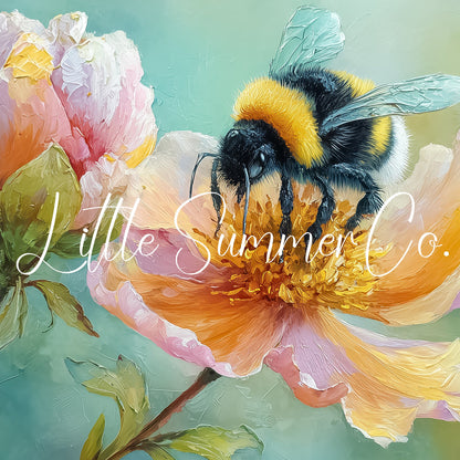 Bumblebee Flower Frame TV Art displayed on a TV