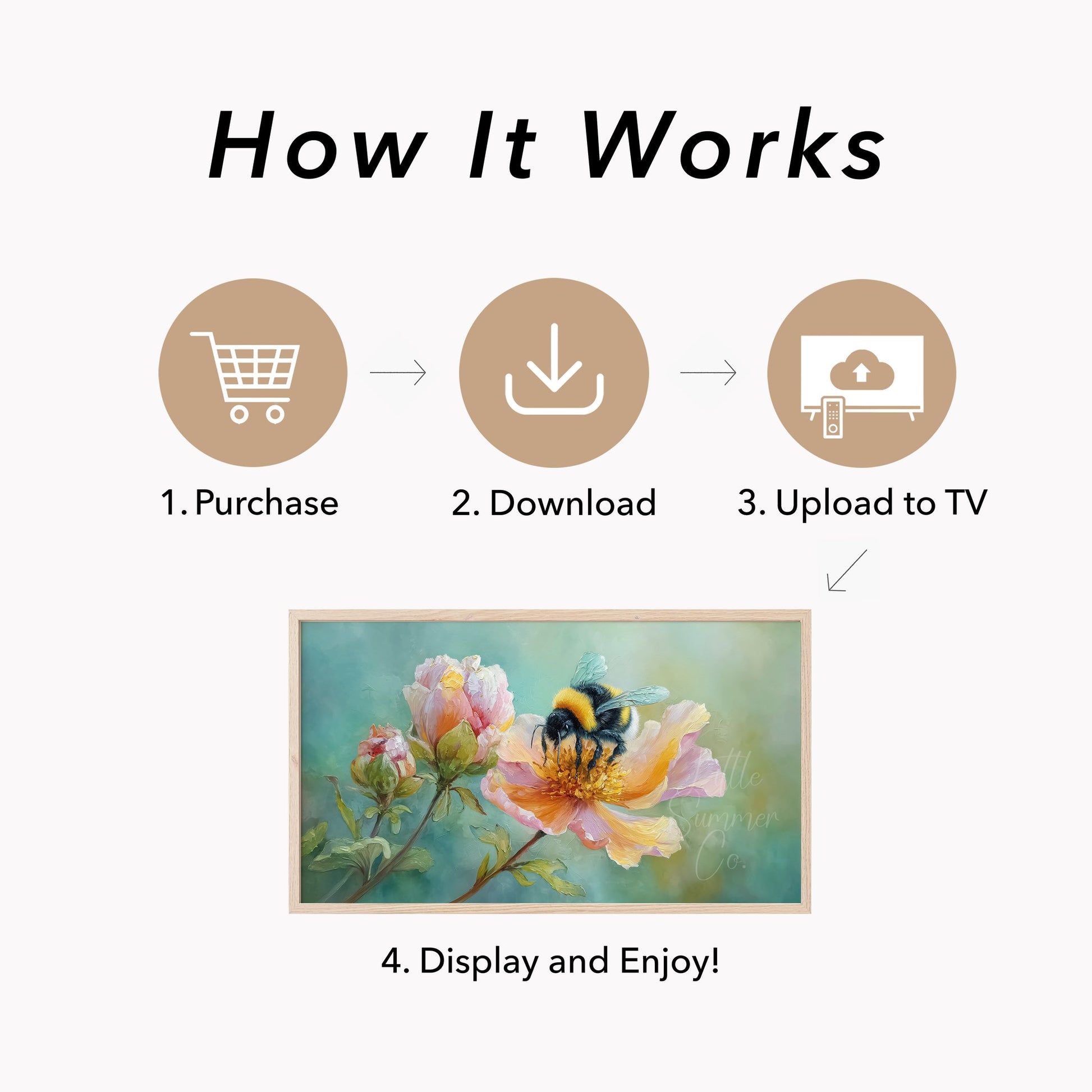 Bumblebee Flower Frame TV Art displayed on a TV