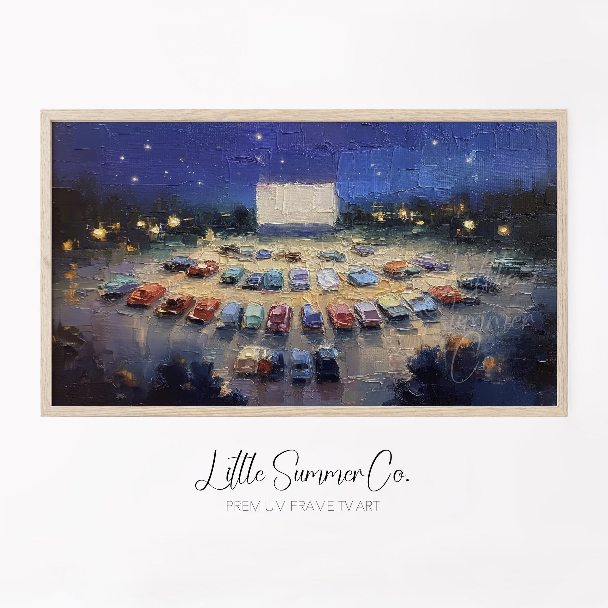 Drive-In Movie Night Frame TV Art displayed on a TV