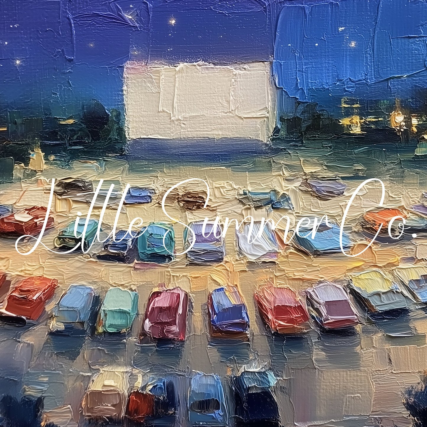 Drive-In Movie Night Frame TV Art displayed on a TV