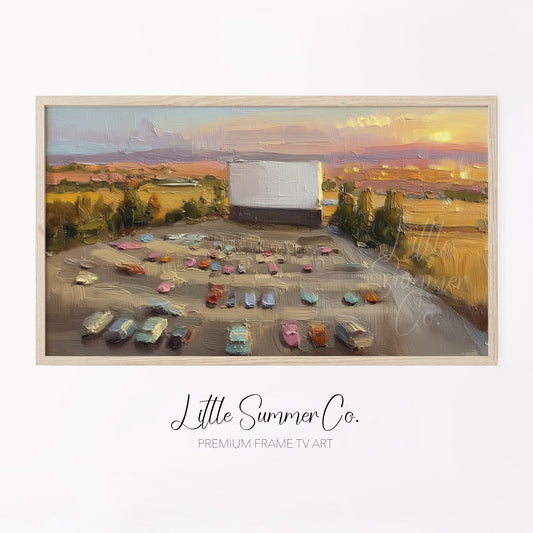 Drive-In Cinema at Sunset Frame TV Art displayed on a TV