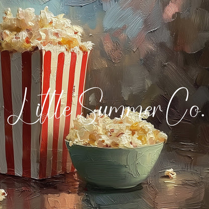 Popcorn Bucket and Bowl Frame TV Art displayed on a TV