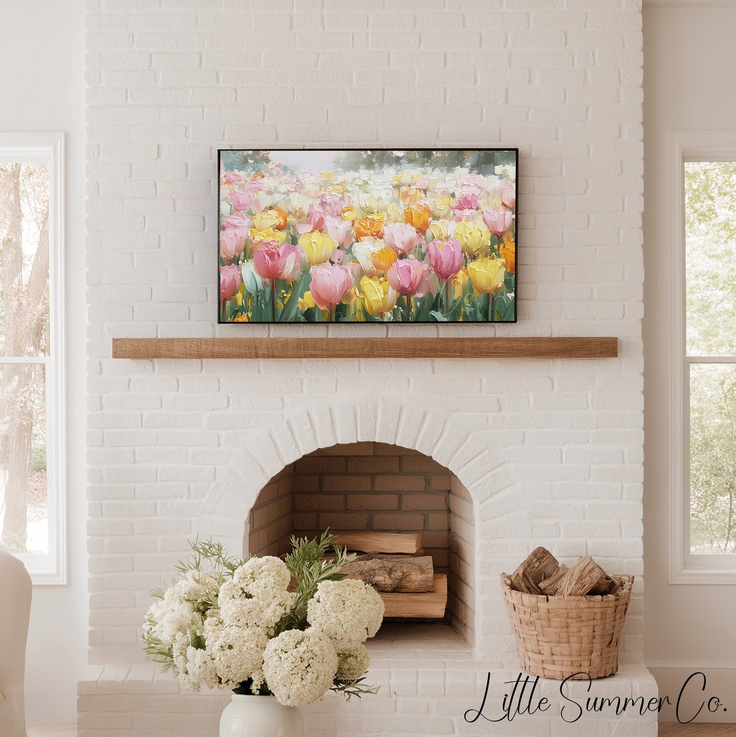 Colourful Tulip Garden Frame TV Art displayed on a TV