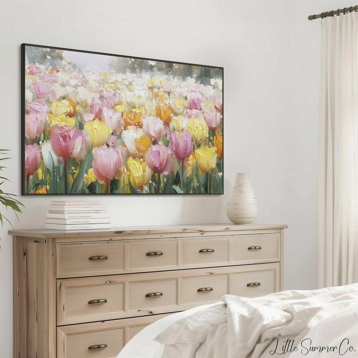 Colourful Tulip Garden Frame TV Art displayed on a TV