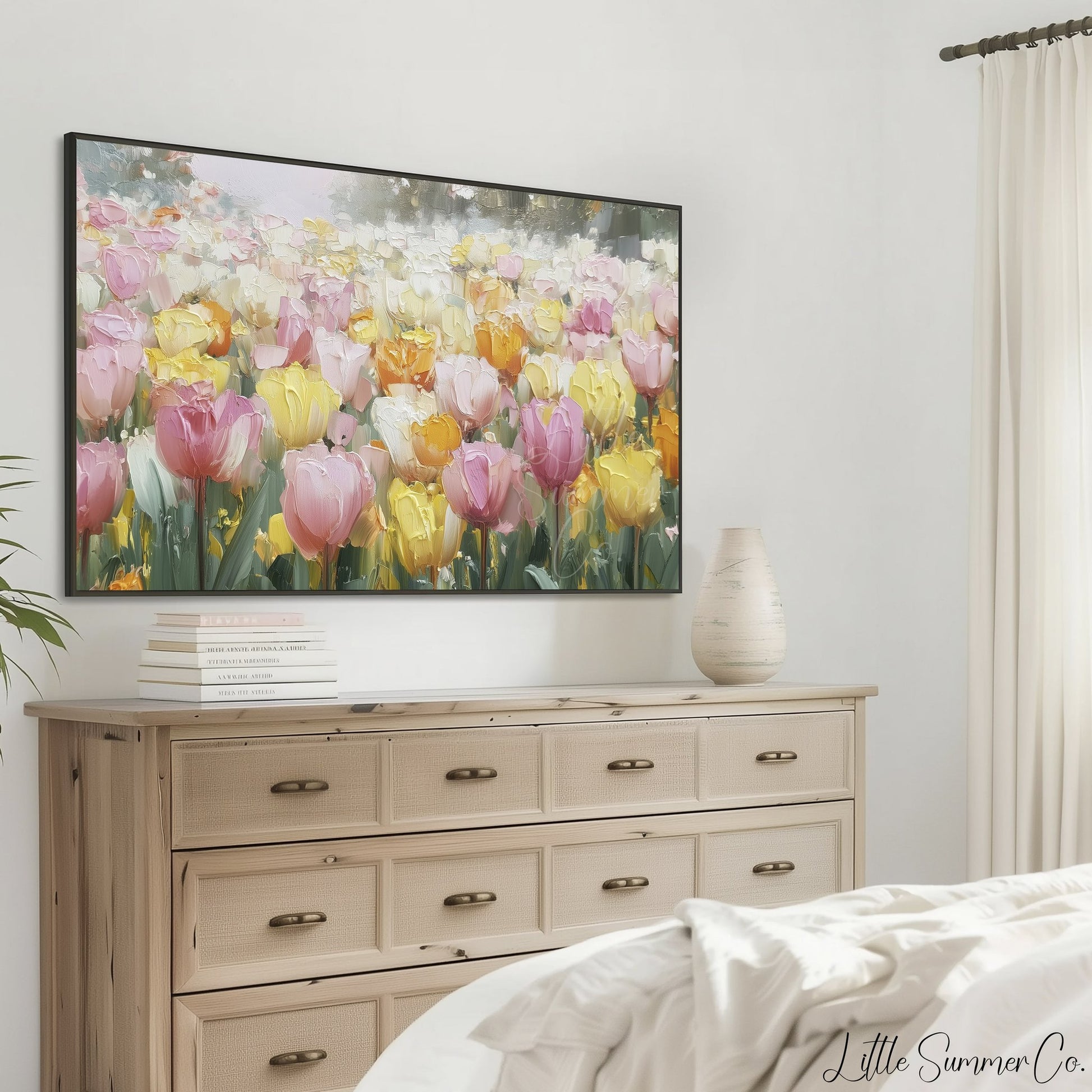 Colourful Tulip Garden Frame TV Art displayed on a TV
