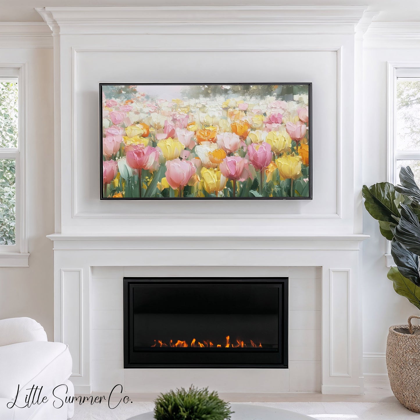 Colourful Tulip Garden Frame TV Art displayed on a TV