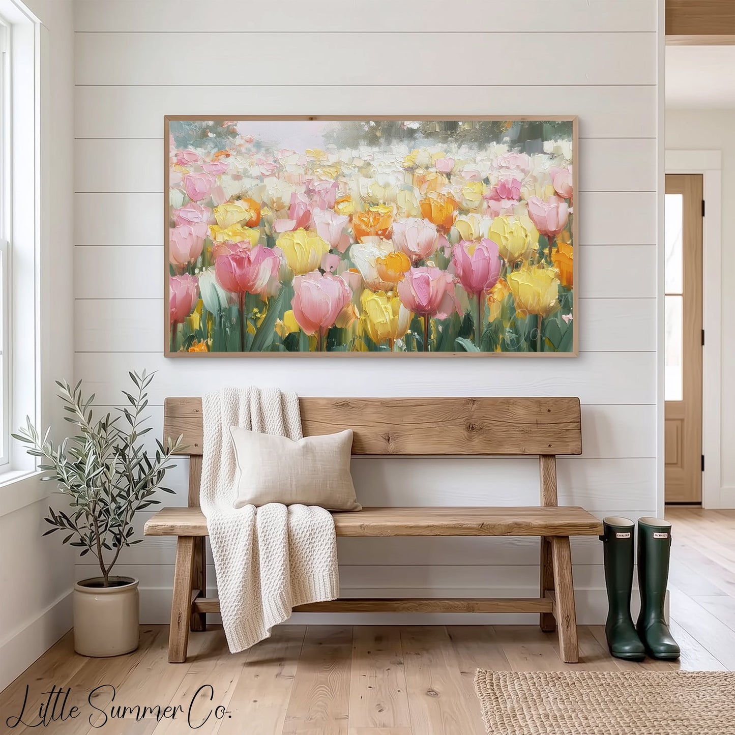 Colourful Tulip Garden Frame TV Art displayed on a TV