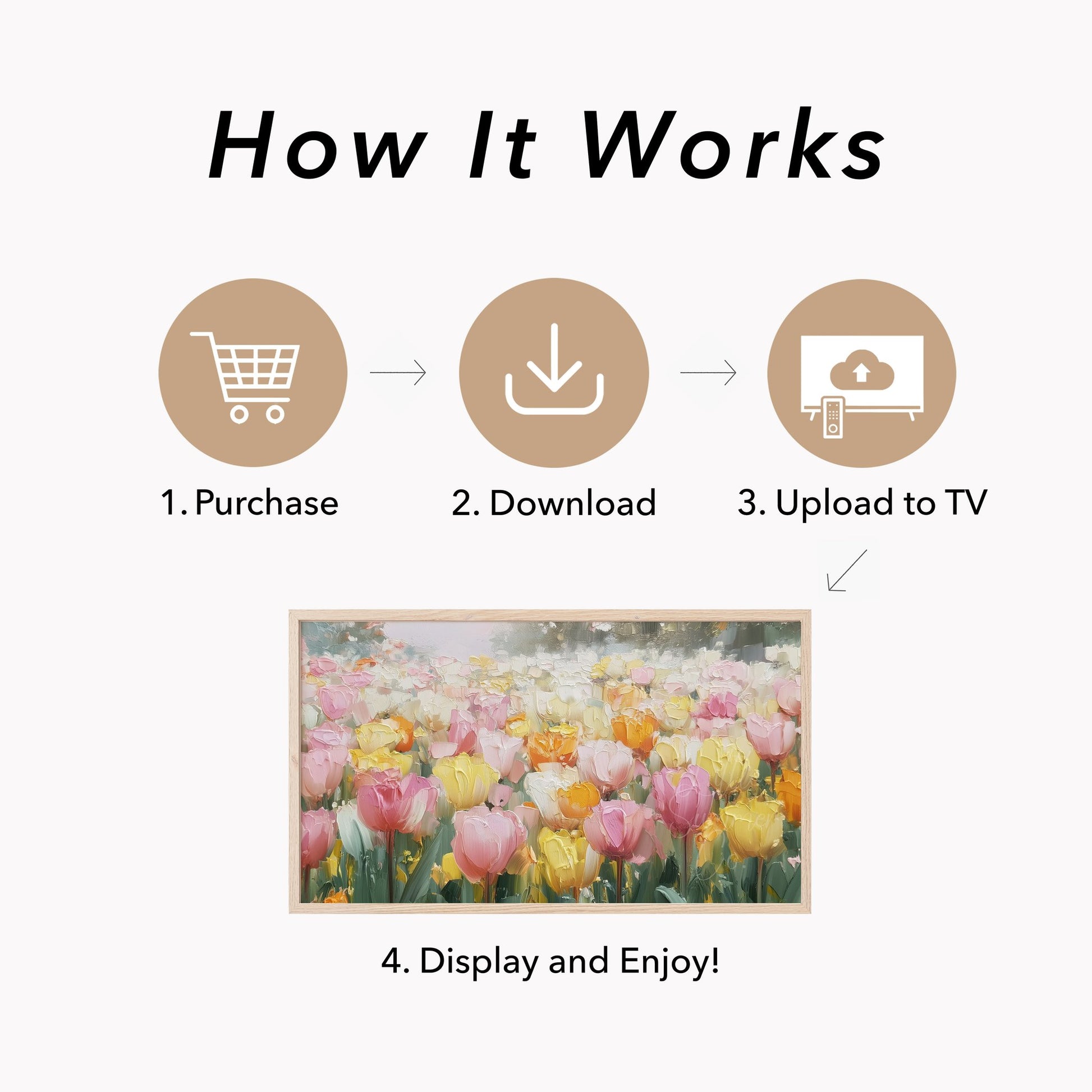 Colourful Tulip Garden Frame TV Art displayed on a TV