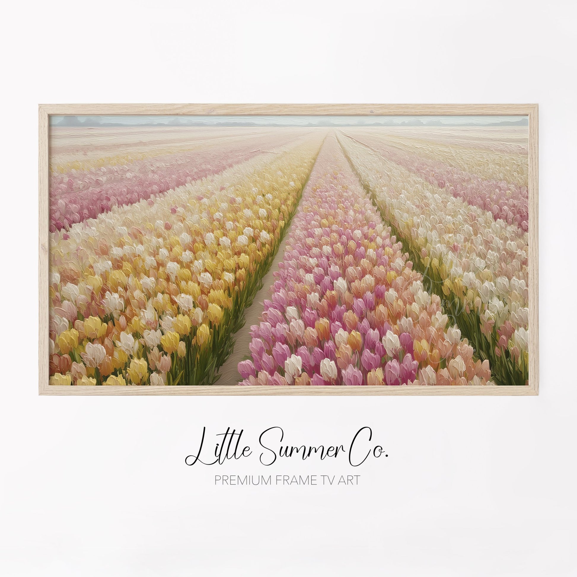 Tulip Field in Bloom Frame TV Art displayed on a TV