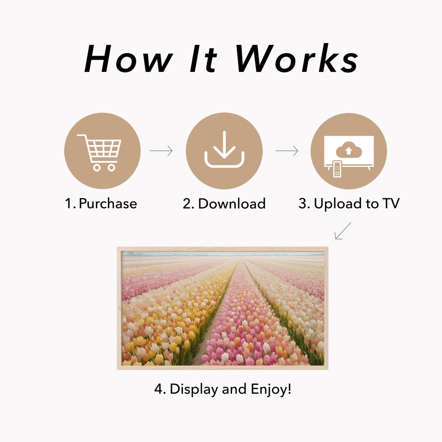 Tulip Field in Bloom Frame TV Art displayed on a TV