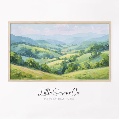 Blue Ridge Valley Frame TV Art displayed on a TV