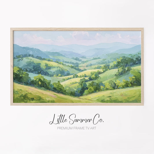 Blue Ridge Valley Frame TV Art displayed on a TV
