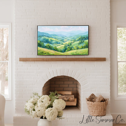 Blue Ridge Valley Frame TV Art displayed on a TV