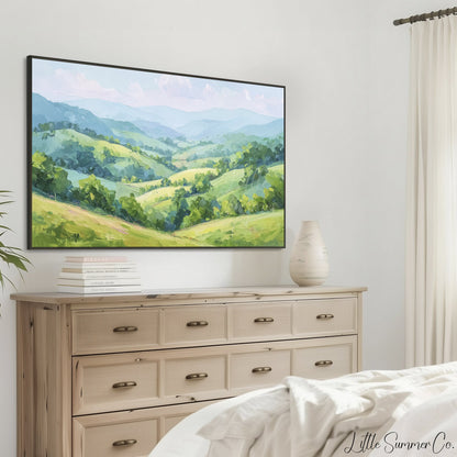 Blue Ridge Valley Frame TV Art displayed on a TV