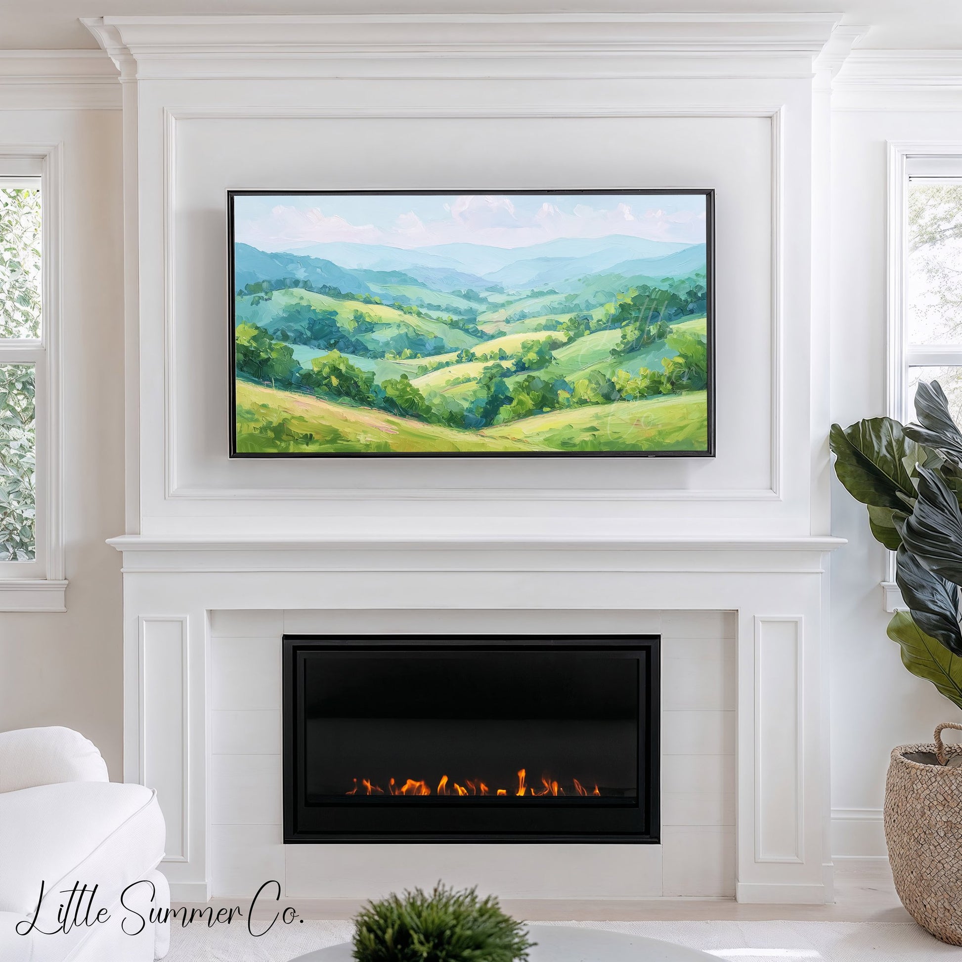 Blue Ridge Valley Frame TV Art displayed on a TV