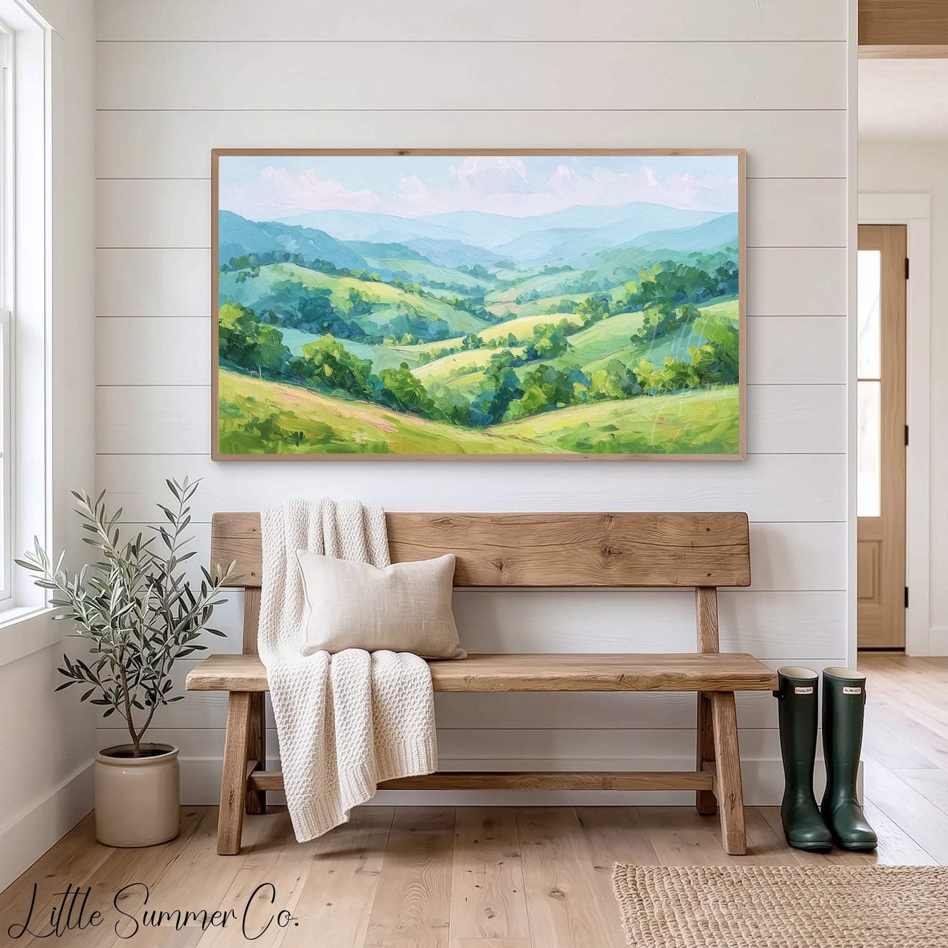 Blue Ridge Valley Frame TV Art displayed on a TV