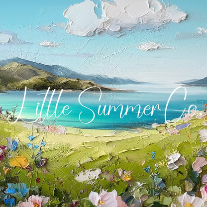 Coastal Wildflower Hills Frame TV Art displayed on a TV