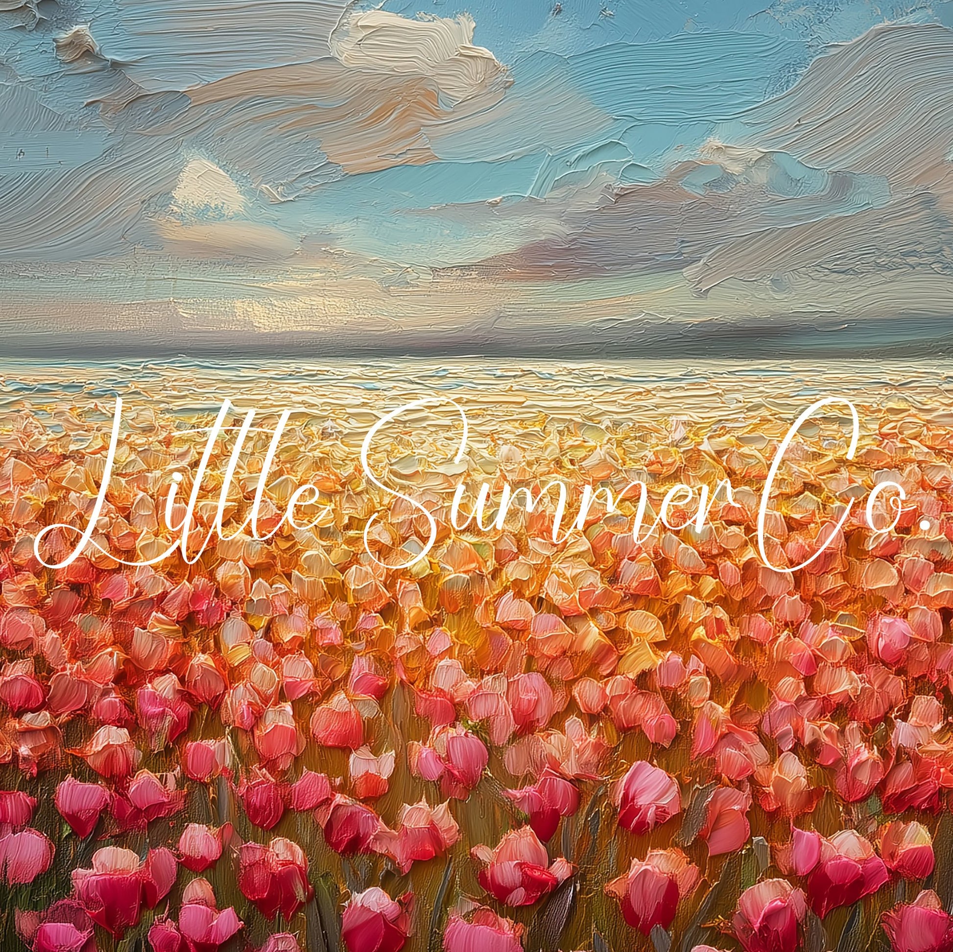 Tulip Field at Sunset Frame TV Art displayed on a TV