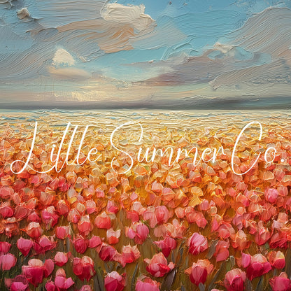 Tulip Field at Sunset Frame TV Art displayed on a TV