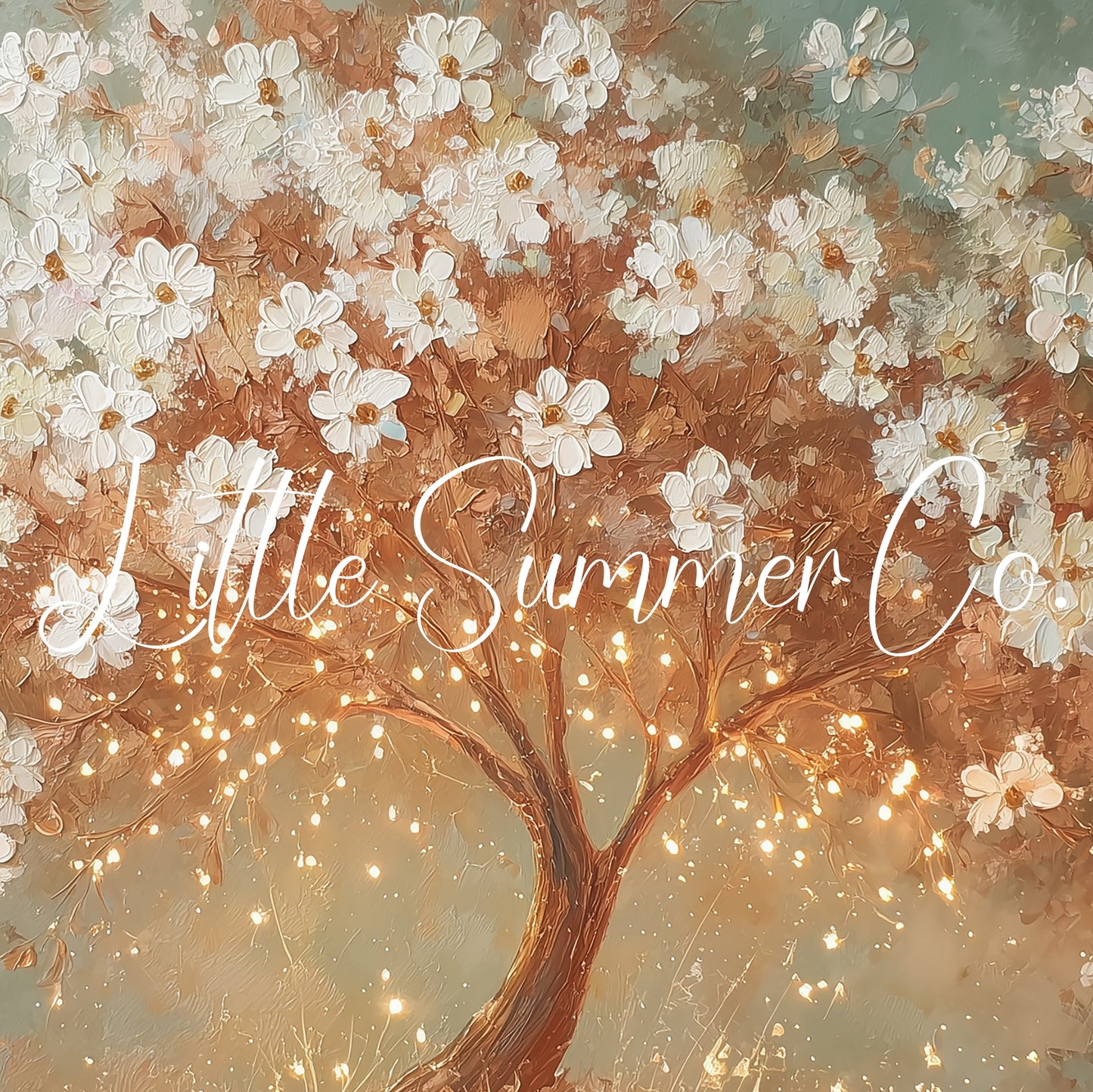 White Blossom Tree With Lights Frame TV Art displayed on a TV