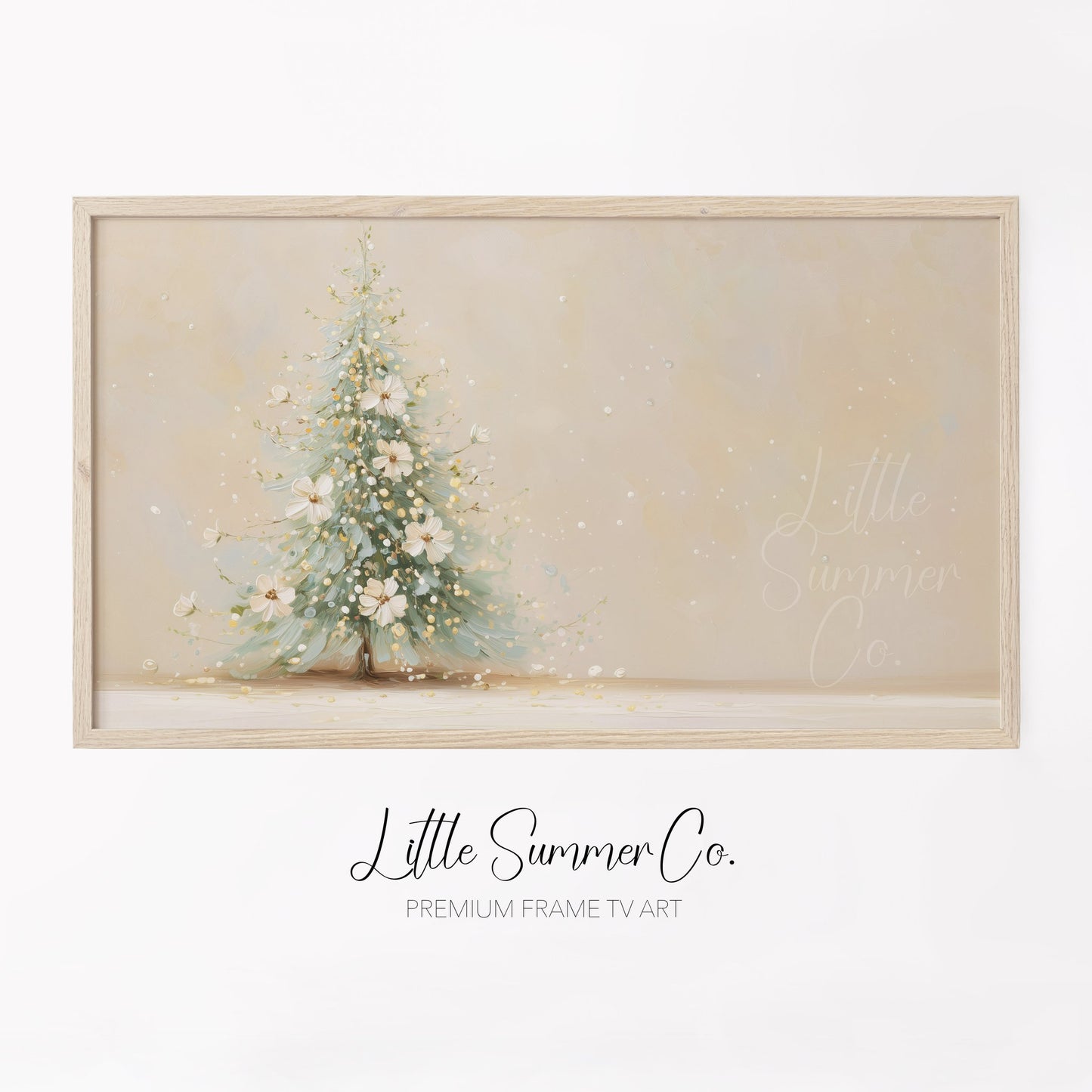 Floral Christmas Tree Frame TV Art displayed on a TV