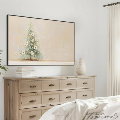 Floral Christmas Tree Frame TV Art displayed on a TV