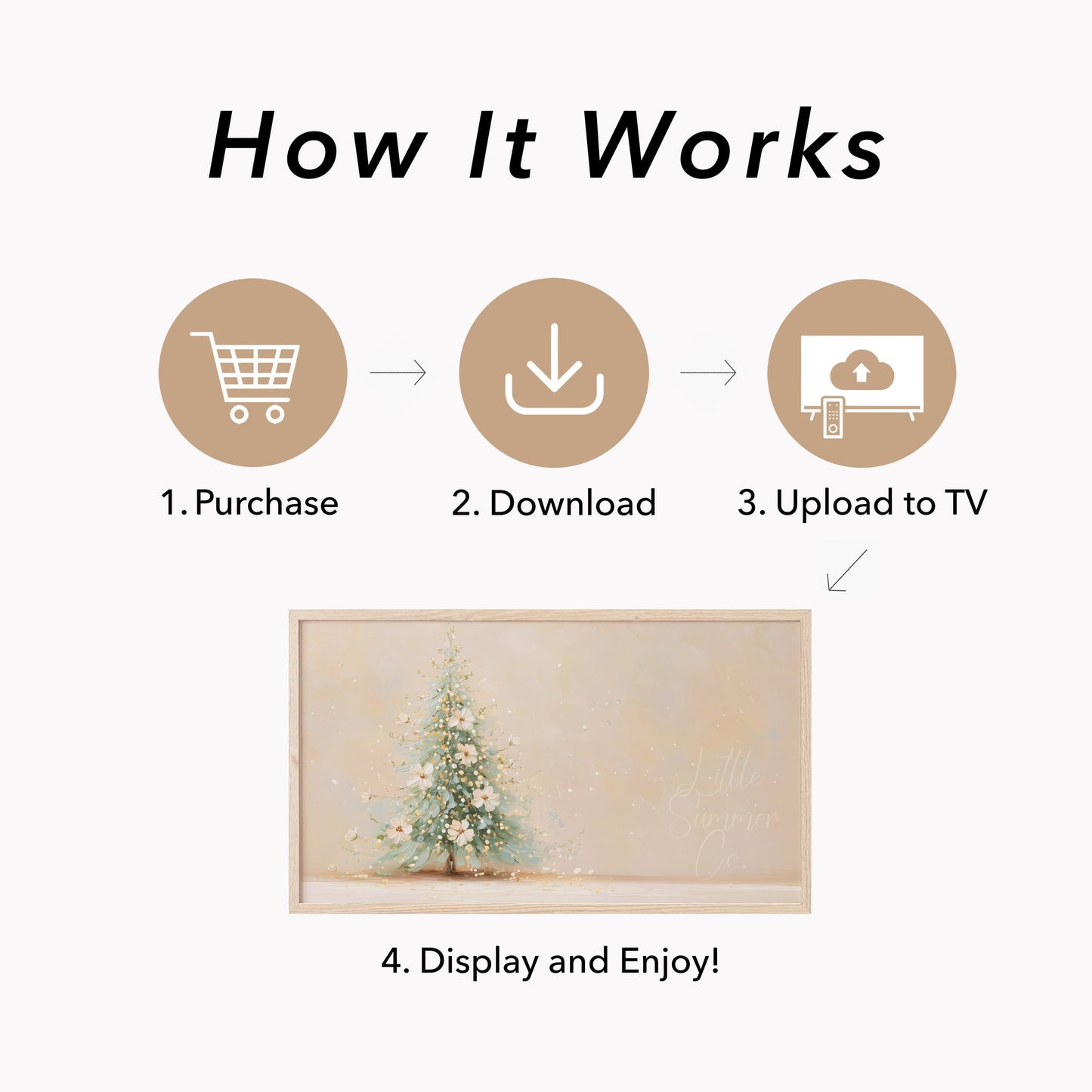 Floral Christmas Tree Frame TV Art displayed on a TV