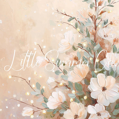 Floral Christmas Tree Neutral Frame TV Art displayed on a TV
