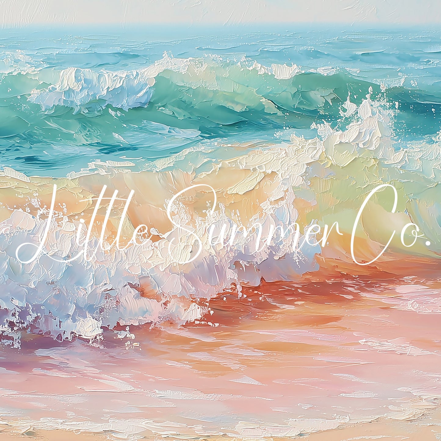 Pastel Ocean Waves on Sandy Beach Frame TV Art displayed on a TV