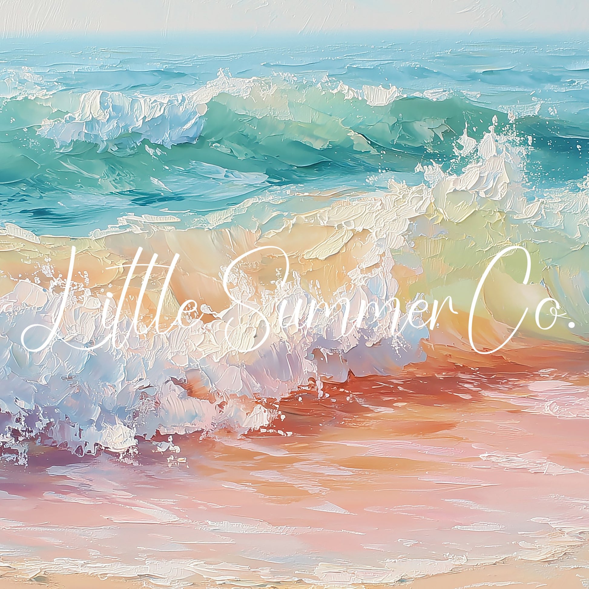 Pastel Ocean Waves on Sandy Beach Frame TV Art displayed on a TV