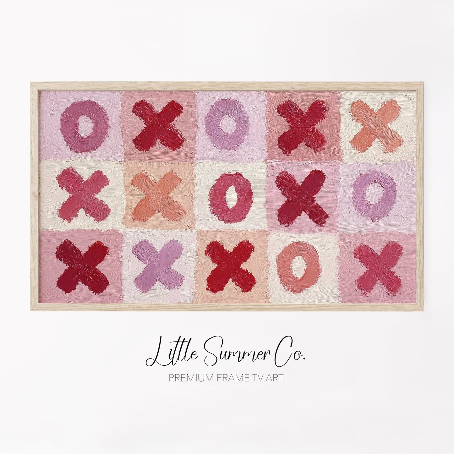 XOXO Valentine's Pattern Frame TV Art displayed on a TV