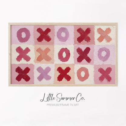 XOXO Valentine's Pattern Frame TV Art displayed on a TV