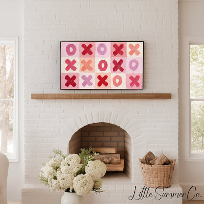 XOXO Valentine's Pattern Frame TV Art displayed on a TV